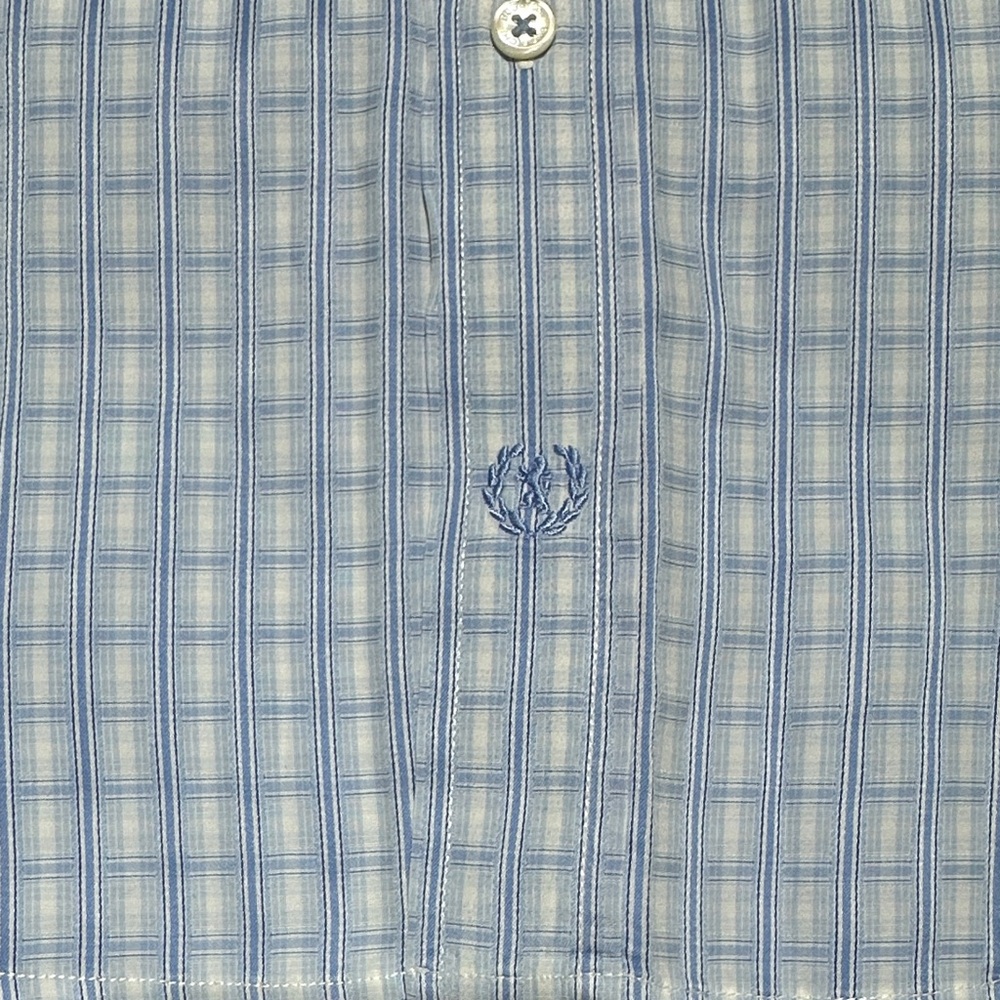 Bugatchi Light Blue Plaid Button Down Large Shirt - image 4
